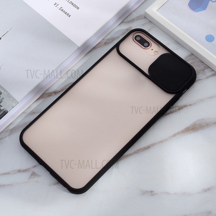 Matte PC + TPU Combo Phone Case with Slide Camera Protection Cover for iPhone 8 Plus/7 Plus 5.5 inch - Black-10