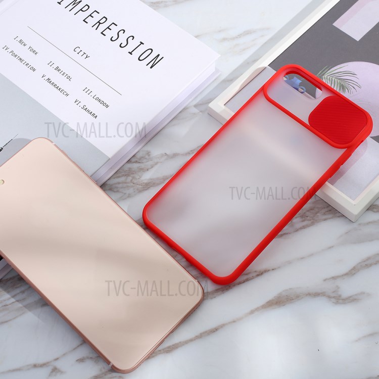 Matte PC + TPU Combo Phone Case with Slide Camera Protection Cover for iPhone 8 Plus/7 Plus 5.5 inch - Red-6