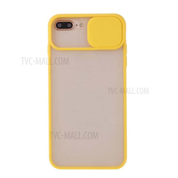 Matte PC + TPU Combo Phone Case with Slide Camera Protection Cover for iPhone 8 Plus/7 Plus 5.5 inch - Yellow-1