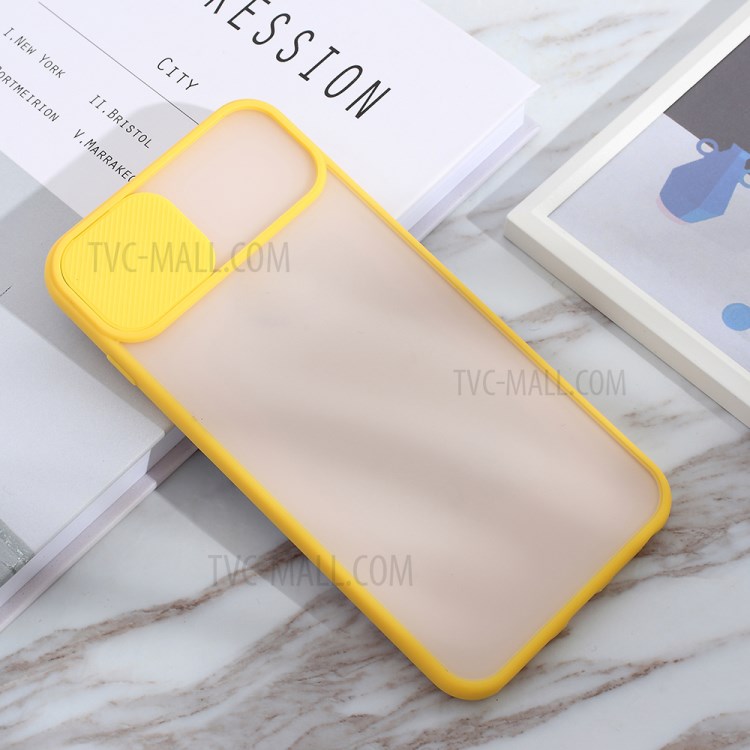 Caixa de Telefone Combinada de PC + TPU Com Tampa de Proteção Contra Câmera Deslizante Para Iphone 8 Plus/7 Plus 5,5 Polegadas - Amarelo-3