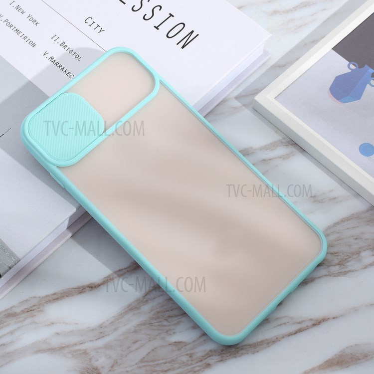Matte PC + TPU Combo Phone Case with Slide Camera Protection Cover for iPhone 8 Plus/7 Plus 5.5 inch - Cyan-3