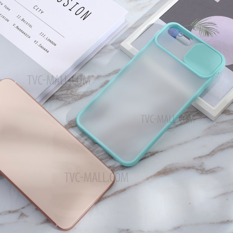Matte PC + TPU Combo Phone Case with Slide Camera Protection Cover for iPhone 8 Plus/7 Plus 5.5 inch - Cyan-6
