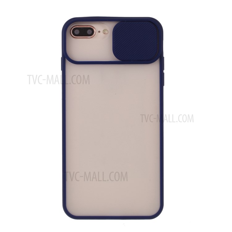 Caja Del Teléfono Combinado Mate PC + TPU Con La Cubierta De Protección De La Cámara De Diapositivas Para El Iphone 8 Más / 7 Más 5,5 Pulgadas - Azul-1