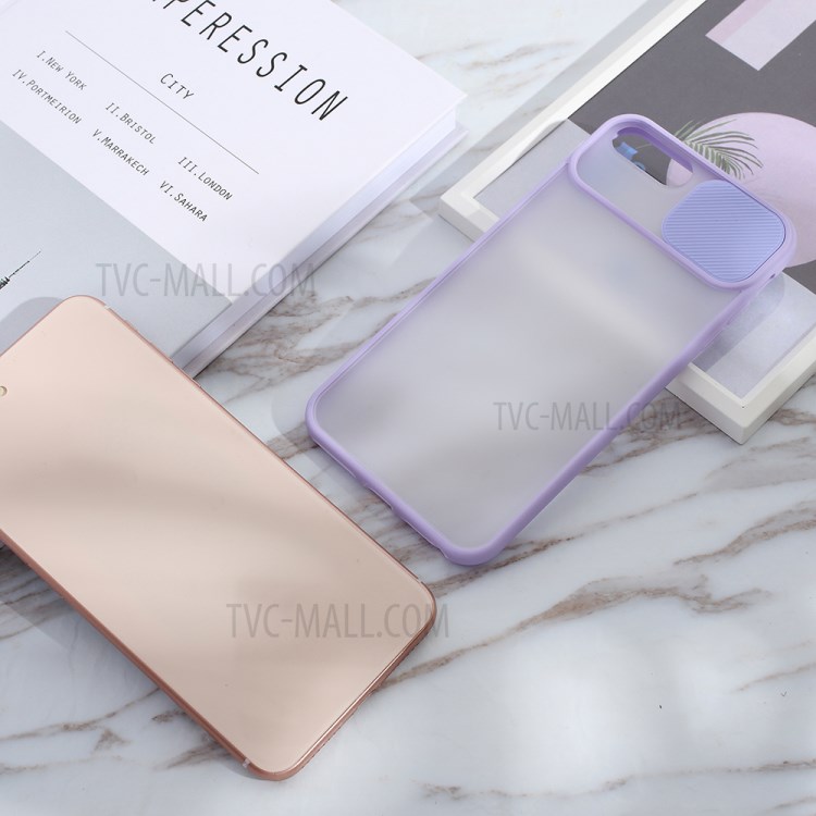 Matte PC + TPU Combo Phone Case with Slide Camera Protection Cover for iPhone 8 Plus/7 Plus 5.5 inch - Purple-6