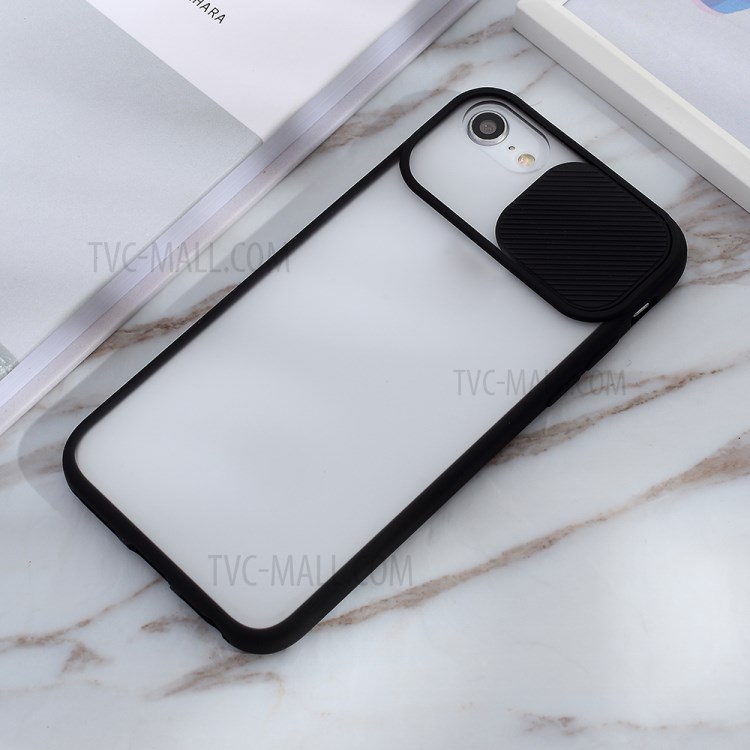Matte PC + TPU Phone Shell with Slide Camera Cover for iPhone SE (2nd Generation)/8/7 - Black-11