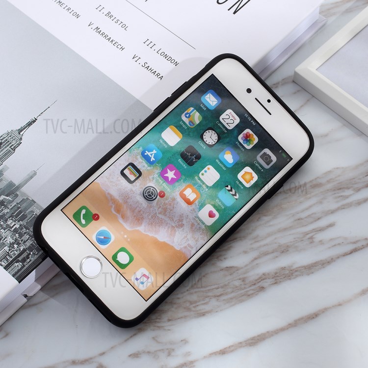 Matte PC + TPU Phone Shell with Slide Camera Cover for iPhone SE (2nd Generation)/8/7 - Black-12