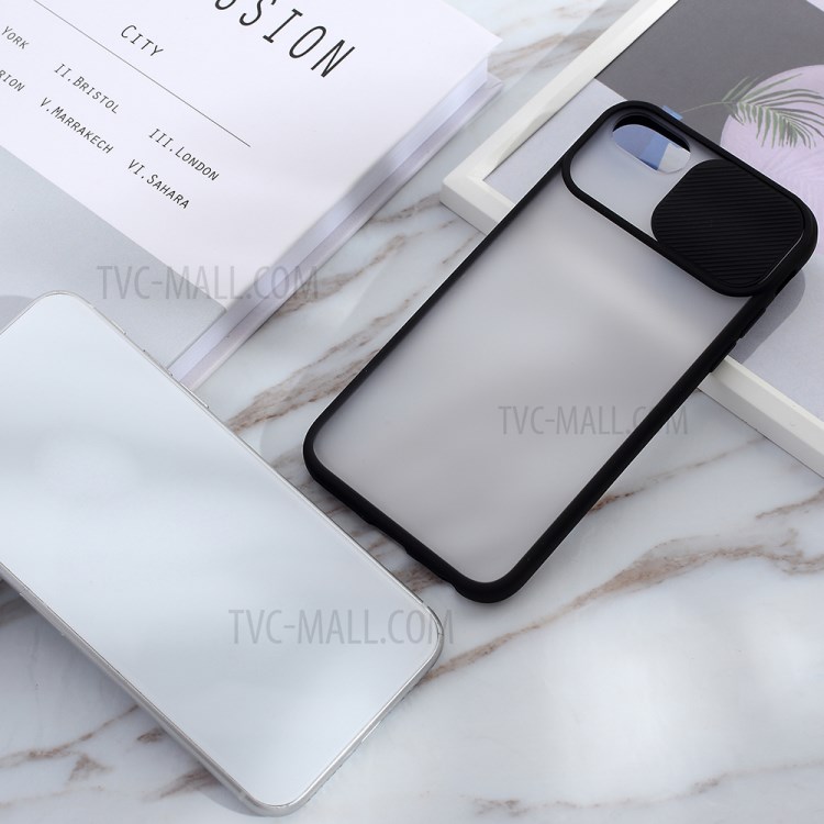 Matte PC + TPU Phone Shell with Slide Camera Cover for iPhone SE (2nd Generation)/8/7 - Black-13