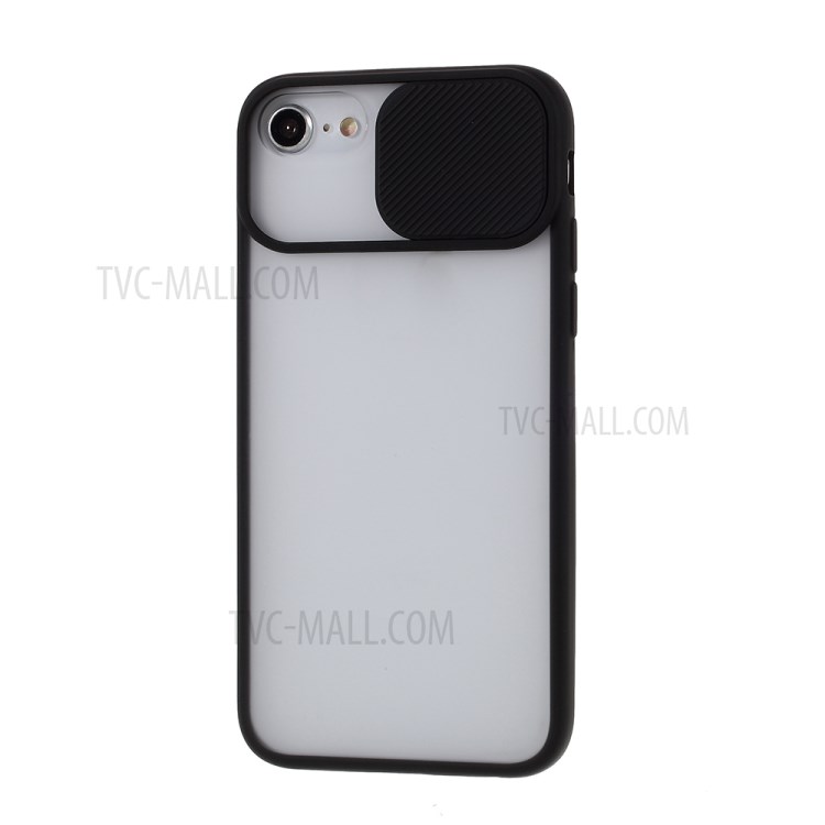 Matte PC + TPU Phone Shell with Slide Camera Cover for iPhone SE (2nd Generation)/8/7 - Black-3
