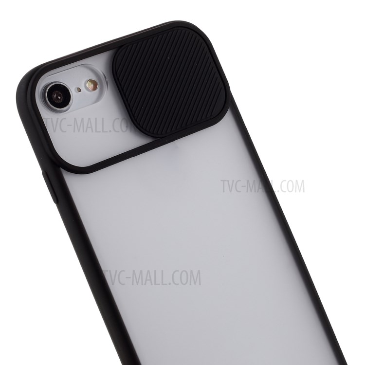 Matte PC + TPU Phone Shell with Slide Camera Cover for iPhone SE (2nd Generation)/8/7 - Black-4