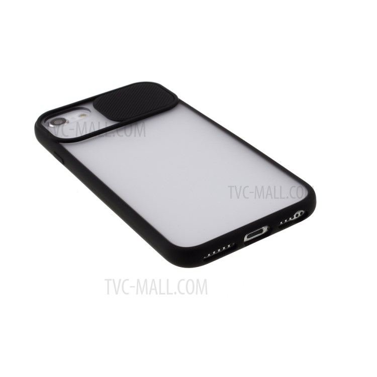 Matte PC + TPU Phone Shell with Slide Camera Cover for iPhone SE (2nd Generation)/8/7 - Black-6