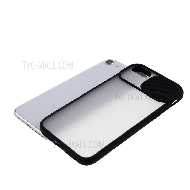 Matte PC + TPU Phone Shell with Slide Camera Cover for iPhone SE (2nd Generation)/8/7 - Black-8