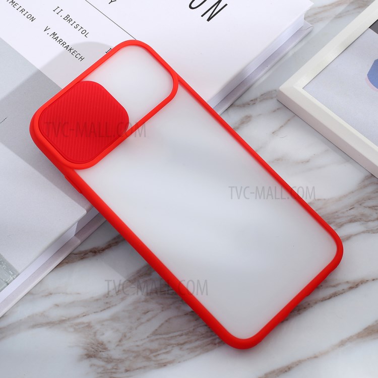 Matte PC + TPU Phone Shell with Slide Camera Cover for iPhone SE (2nd Generation)/8/7 - Red-3