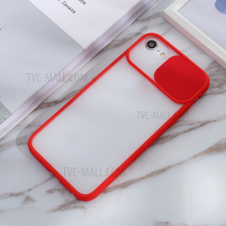 Matte PC + TPU Phone Shell with Slide Camera Cover for iPhone SE (2nd Generation)/8/7 - Red-5