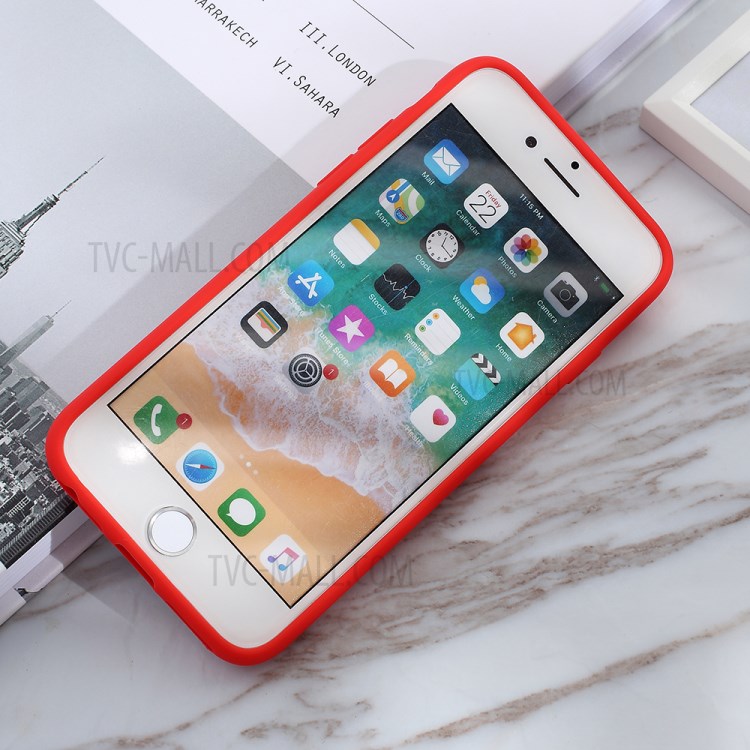 Matte PC + TPU Phone Shell with Slide Camera Cover for iPhone SE (2nd Generation)/8/7 - Red-6