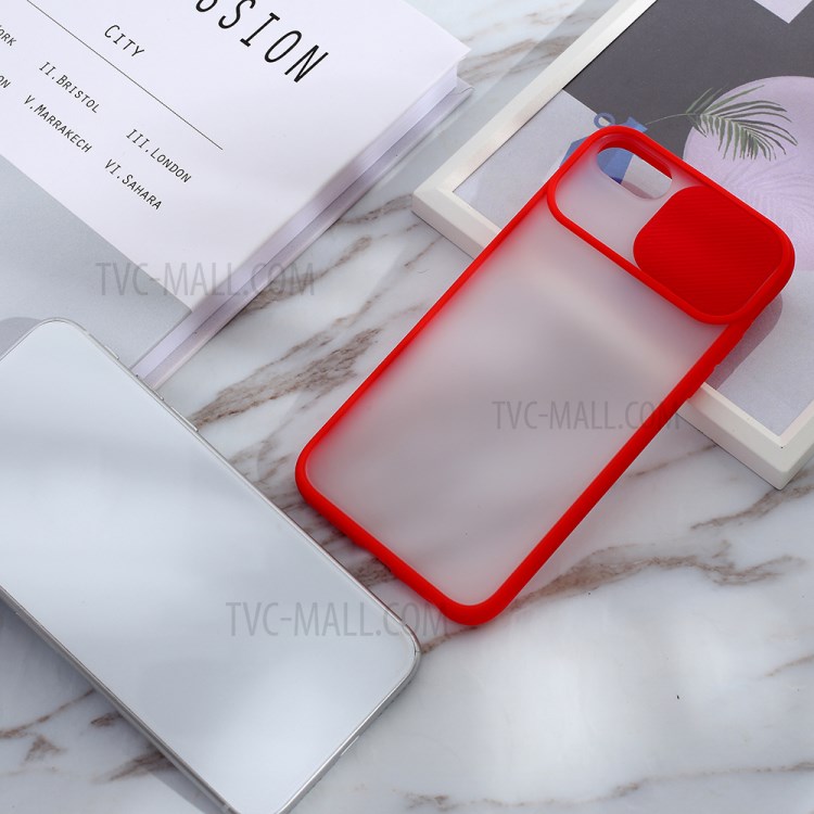 Matte PC + TPU Phone Shell with Slide Camera Cover for iPhone SE (2nd Generation)/8/7 - Red-7