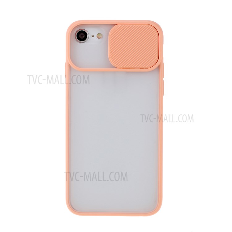 Matte PC + TPU Phone Shell with Slide Camera Cover for iPhone SE (2nd Generation)/8/7 - Pink-1