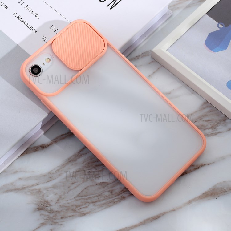 Matte PC + TPU Phone Shell with Slide Camera Cover for iPhone SE (2nd Generation)/8/7 - Pink-3