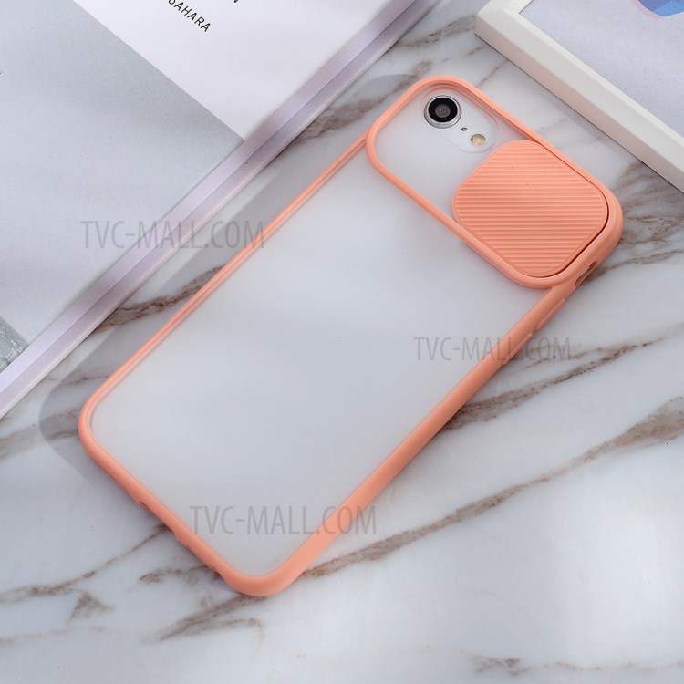 Matte PC + TPU Phone Shell with Slide Camera Cover for iPhone SE (2nd Generation)/8/7 - Pink-5