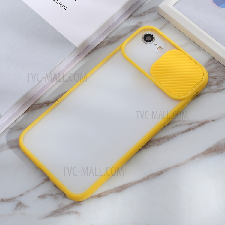 Matte PC + TPU Phone Shell with Slide Camera Cover for iPhone SE (2nd Generation)/8/7 - Yellow-5