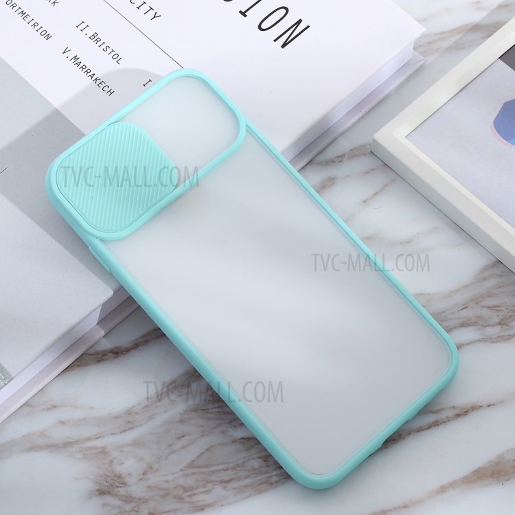 Matte PC + TPU Phone Shell with Slide Camera Cover for iPhone SE (2nd Generation)/8/7 - Cyan-3