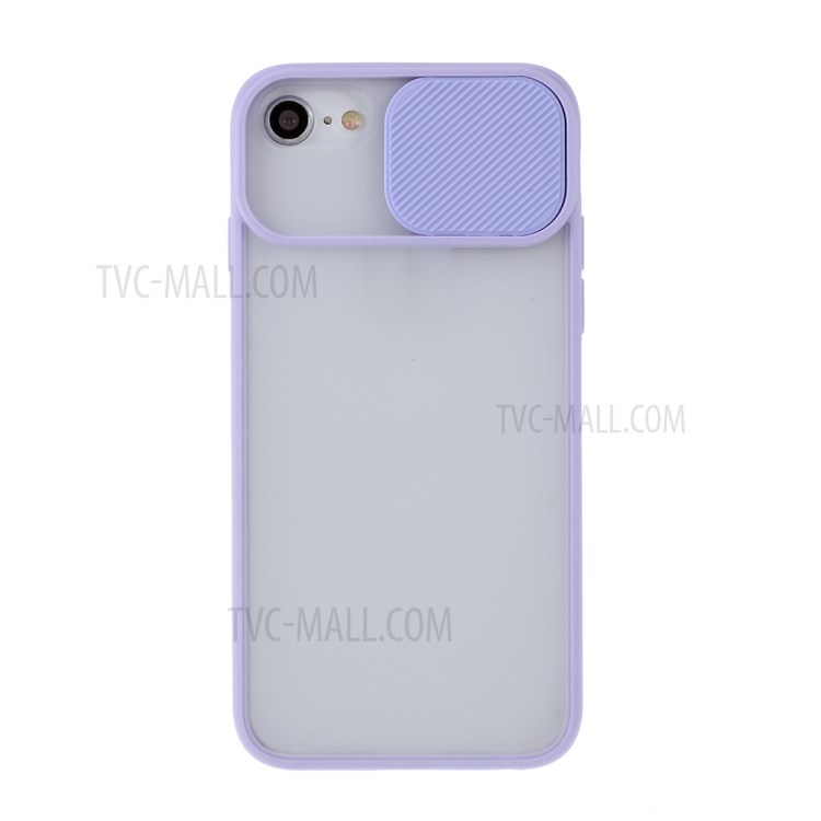 Matte PC + TPU Phone Shell with Slide Camera Cover for iPhone SE (2nd Generation)/8/7 - Purple-1