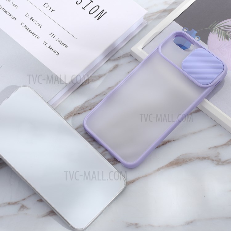 Matte PC + TPU Phone Shell with Slide Camera Cover for iPhone SE (2nd Generation)/8/7 - Purple-6