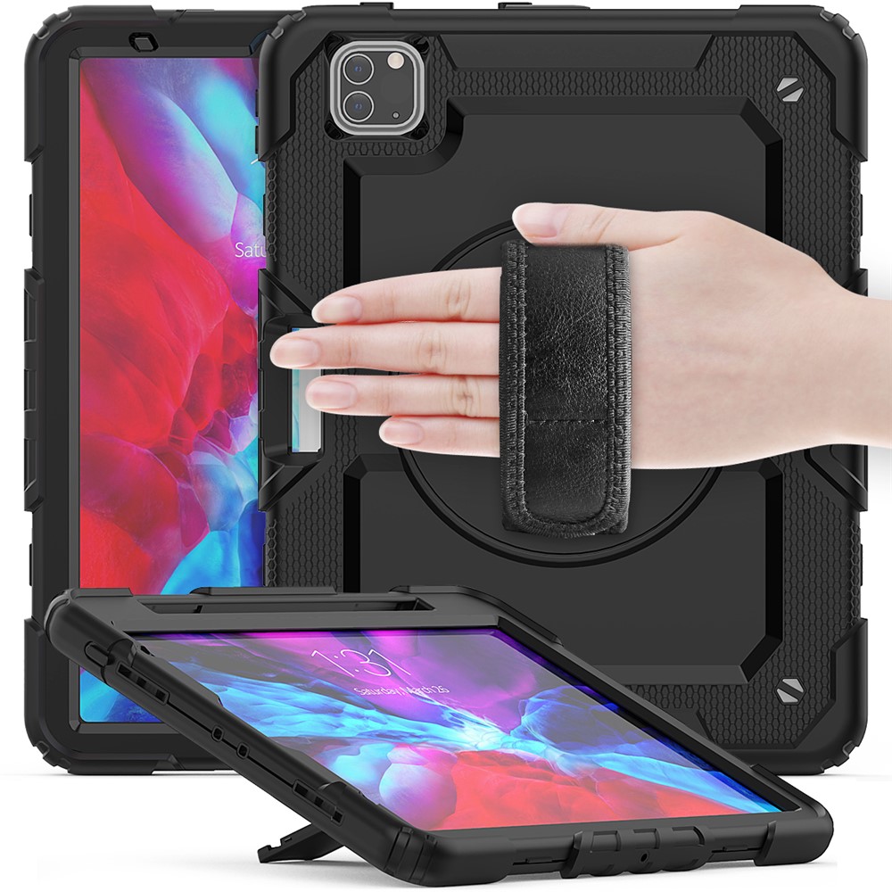 [Builtin Hand Holder Strap] 360° Swivel Kickstand PC + Silicone Tablet