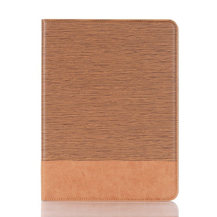 Cross Texture Splicing Leather Wallet Smart Cover for iPad Pro 12.9-inch (2020)/(2018) - Light Brown-1