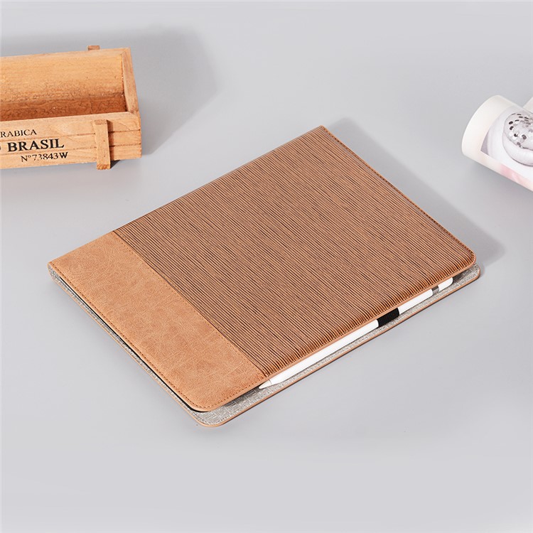 Texture Croisée Épissant le Portefeuille en Cuir Smart Cover Pour Ipad Pro 12,9 Pouces (2020) / (2018) - Brun Clair