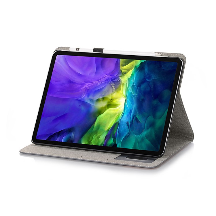 Cross Texture Splicing Leather Wallet Smart Cover for iPad Pro 12.9-inch (2020)/(2018) - Grey-4