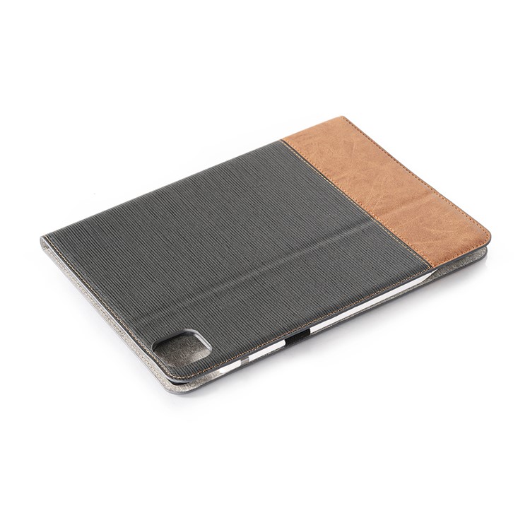 Cross Texture Splicing Leather Wallet Smart Cover for iPad Pro 12.9-inch (2020)/(2018) - Grey-5