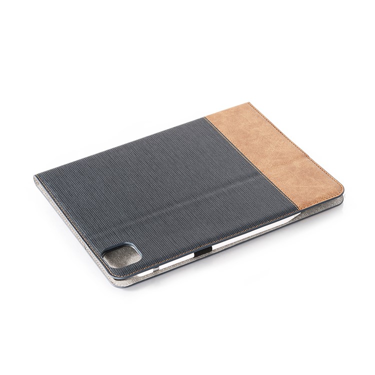 Cross Texture Splicing Leather Wallet Smart Cover for iPad Pro 12.9-inch (2020)/(2018) - Grey-6