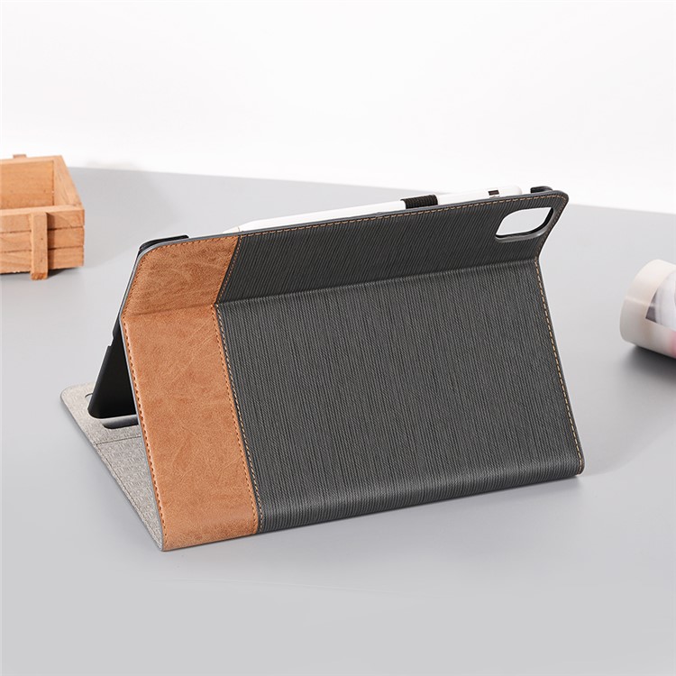 Cross Texture Splicing Leather Wallet Smart Cover for iPad Pro 12.9-inch (2020)/(2018) - Grey-9