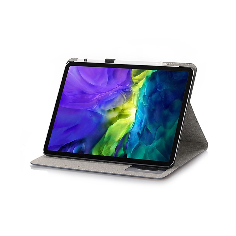 Cross Texture Splicing Leather Wallet Smart Cover for iPad Pro 12.9-inch (2020)/(2018) - Black-4