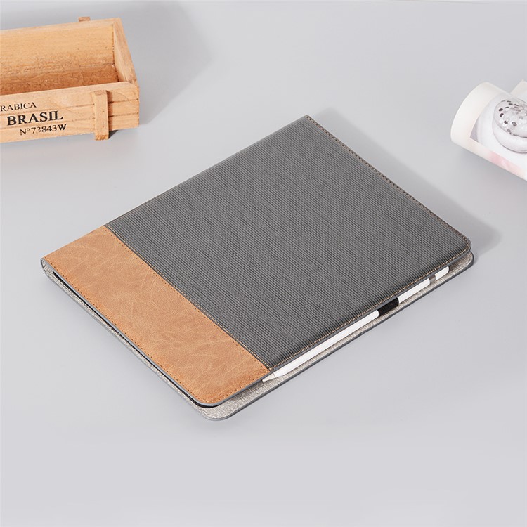 Cross Texture Splicing Leather Wallet Smart Cover for iPad Pro 12.9-inch (2020)/(2018) - Black-6