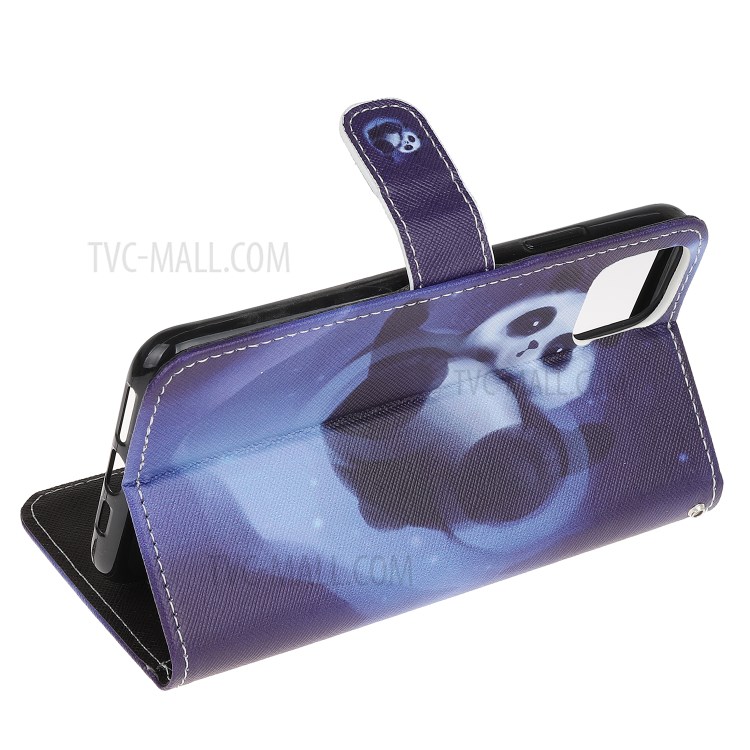 Pattern Printing Cross Texture Leather Wallet Cover with Strap for iPhone 11 6.1-inch - Panda-4
