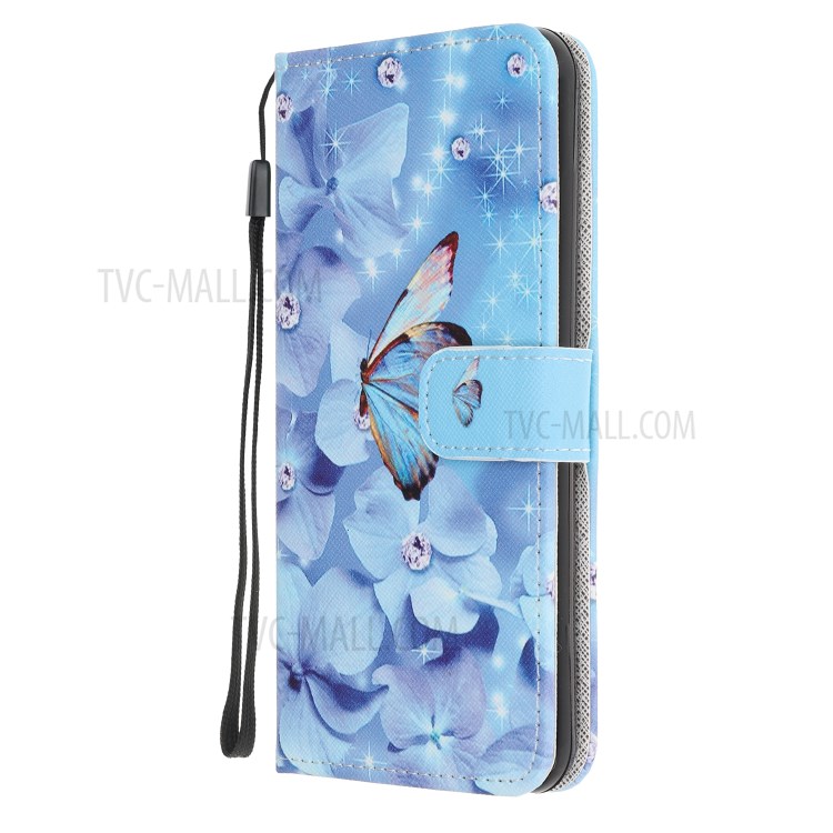 Pattern Printing Cross Texture Leather Wallet Cover with Strap for iPhone 11 6.1-inch - Butterfly and Flower-2