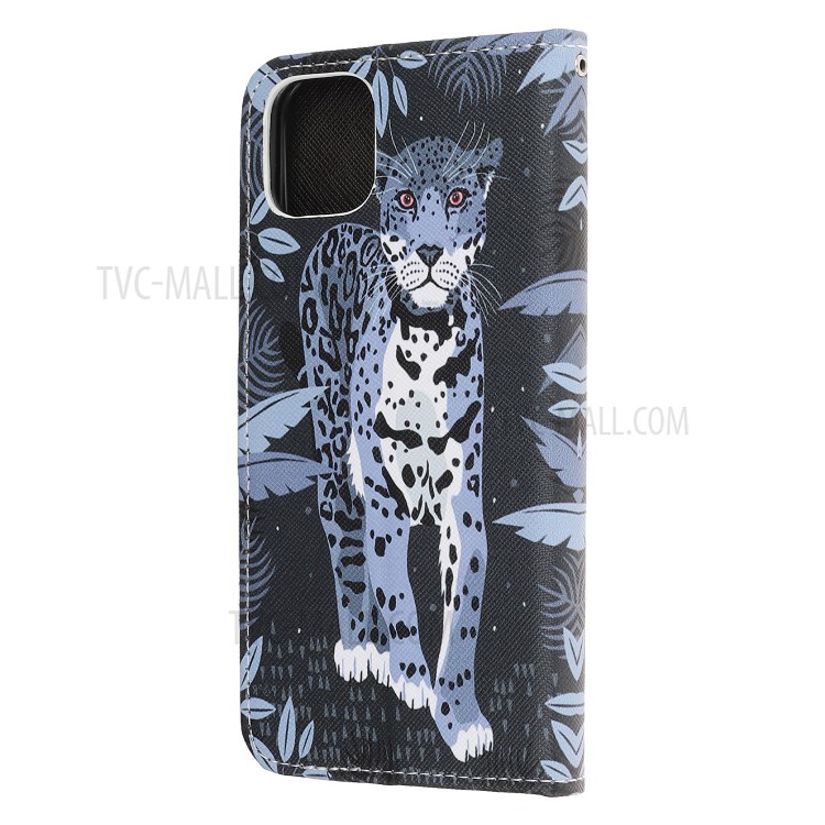 Pattern Printing Cross Texture Leather Wallet Cover with Strap for iPhone 11 Pro 5.8-inch - Leopard-3
