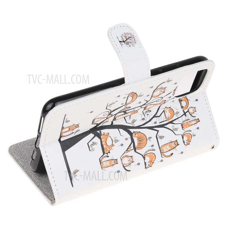 Pattern Printing Cross Texture Leather Wallet Cover with Strap for iPhone 11 Pro 5.8-inch - Cat and Tree-4