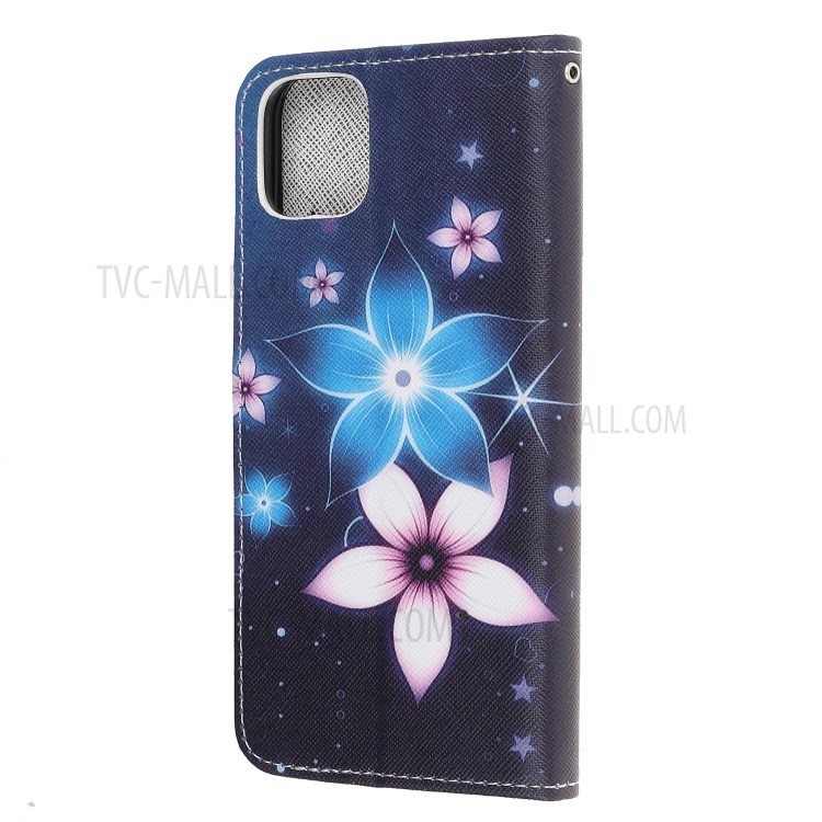 Pattern Printing Cross Texture Leather Wallet Case with Strap for iPhone 11 Pro Max 6.5-inch - Flower-3