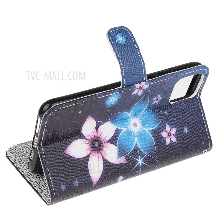 Pattern Printing Cross Texture Leather Wallet Case with Strap for iPhone 11 Pro Max 6.5-inch - Flower-4