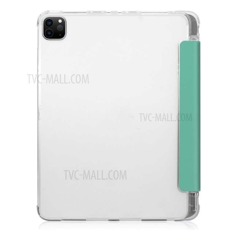 Tri-fold Stand Auto Wake/Sleep Leather Case with Pen Slot for iPad Pro 12.9-inch (2020)/(2018) - Cyan-8