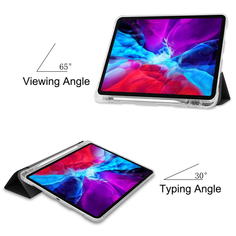 Tri-fold Stand Auto Wake/Sleep Leather Case with Pen Slot for iPad Pro 12.9-inch (2020)/(2018) - Black-3