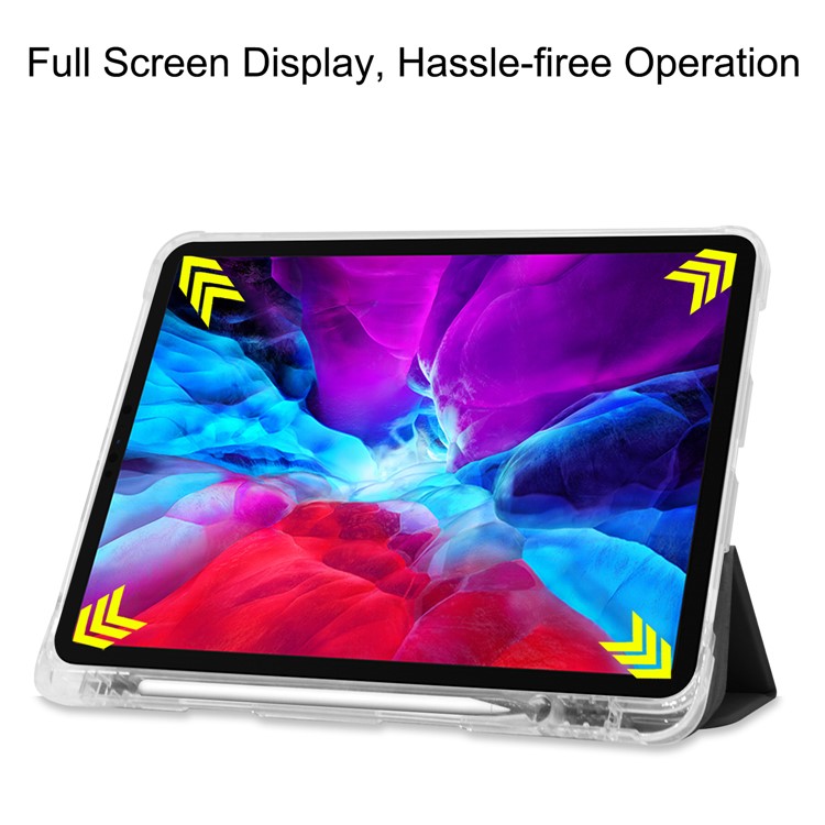 Tri-fold Stand Auto Wake/Sleep Leather Case with Pen Slot for iPad Pro 12.9-inch (2020)/(2018) - Black-4