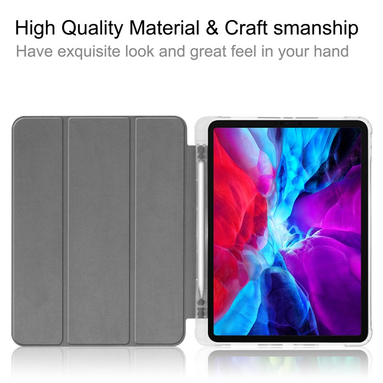 Tri-fold Stand Auto Wake/Sleep Leather Case with Pen Slot for iPad Pro 12.9-inch (2020)/(2018) - Black-5