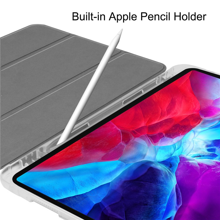 Tri-fold Stand Auto Wake/Sleep Leather Case with Pen Slot for iPad Pro 12.9-inch (2020)/(2018) - Black-6
