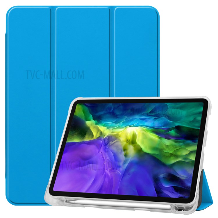 Tri-fold Stand Auto Wake/Sleep Leather Cover with Pen Slot for iPad Pro 11-inch (2020)/(2018) - Baby Blue-1