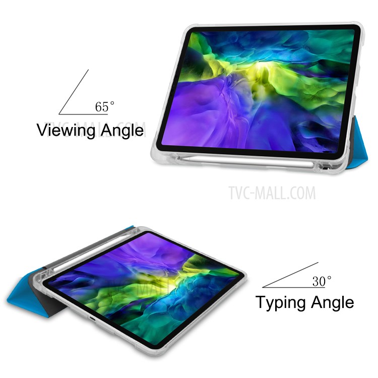 Tri-fold Stand Auto Wake/Sleep Leather Cover with Pen Slot for iPad Pro 11-inch (2020)/(2018) - Baby Blue-3