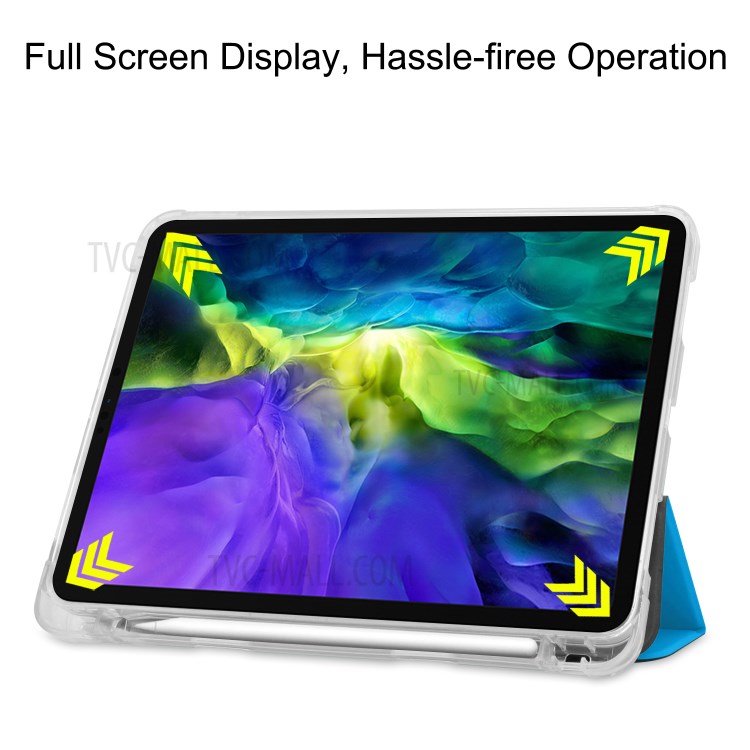 Tri-fold Stand Auto Wake/Sleep Leather Cover with Pen Slot for iPad Pro 11-inch (2020)/(2018) - Baby Blue-4