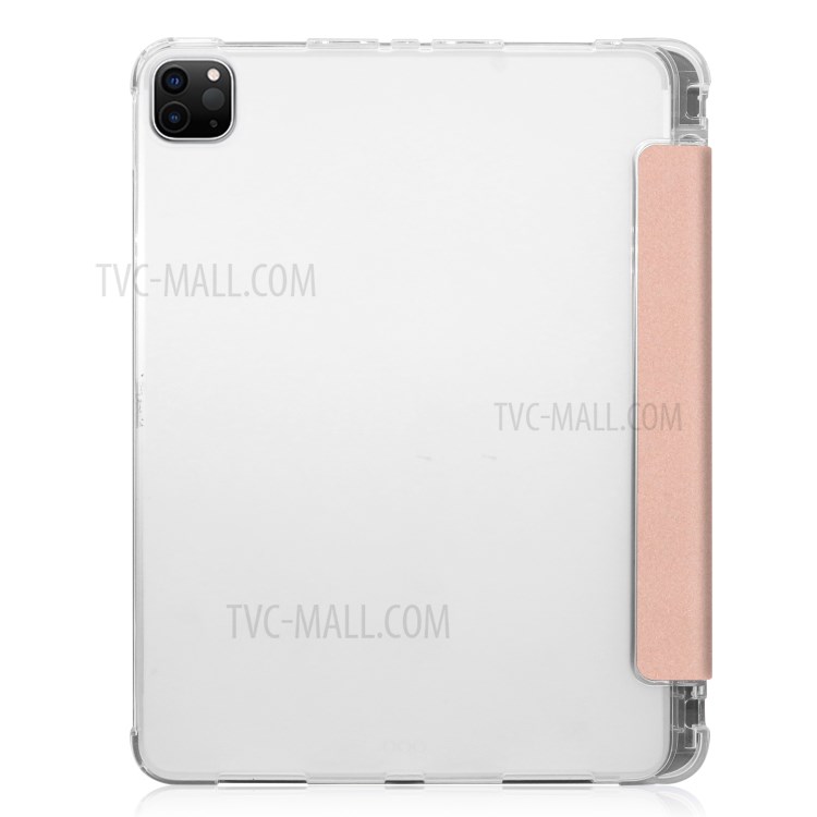 Tri-fold Stand Auto Wake/Sleep Leather Cover with Pen Slot for iPad Pro 11-inch (2020)/(2018) - Rose Gold-8